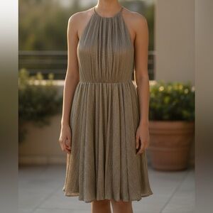 Halston Heritage Gold Metallic Cocktail Dress